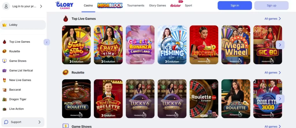 Thrilling Live Dealer Gaming with Glory Casino
